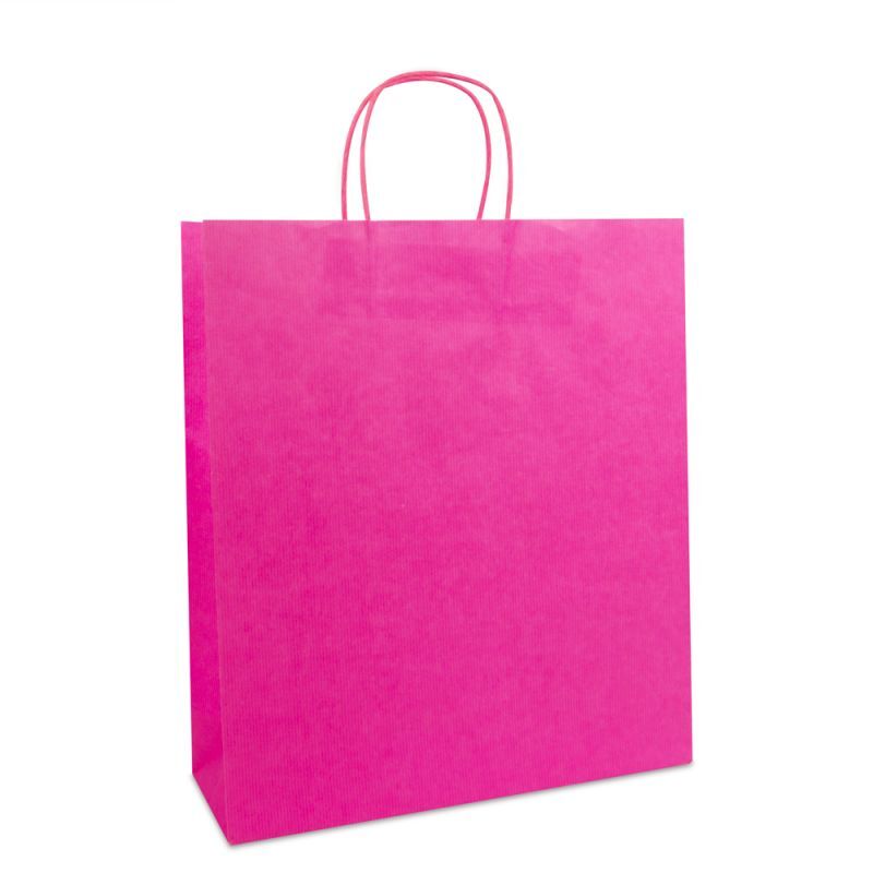 Paper Carrier Bags Pink 35+12x40cm Twisted Handles + Cardboard Base