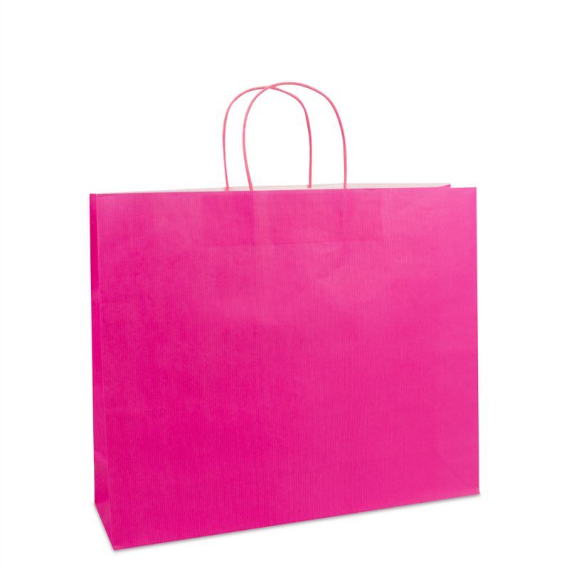 Paper Carrier Bags Pink 42+12x35cm Twisted Handles + Cardboard Base