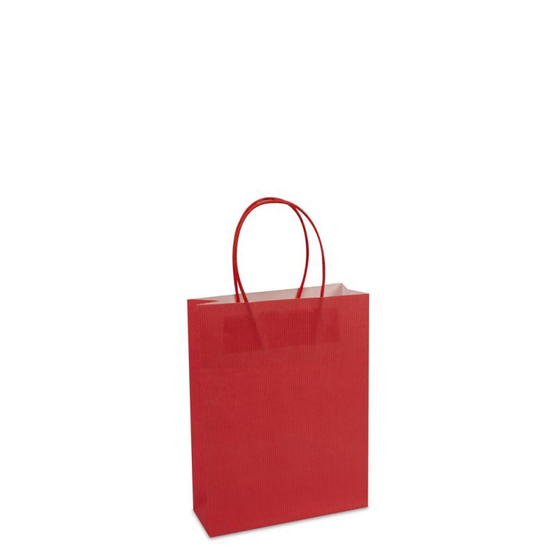 Paper Carrier Bags Red 18+7x24cm Twisted Handles + Cardboard Base