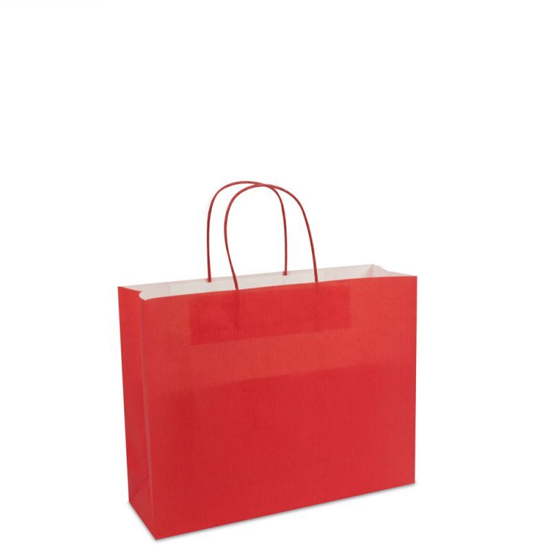 Paper Carrier Bags Red 32+10x25cm Twisted Handles + Cardboard Base