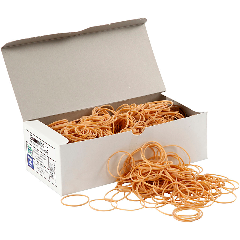 Rubber Bands, dia. 5-8 cm, thickness 1 mm, ca. 1600 pc, 500 g