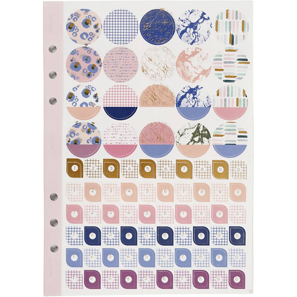 Sticker book, flowers, A5, gold, purple, rose