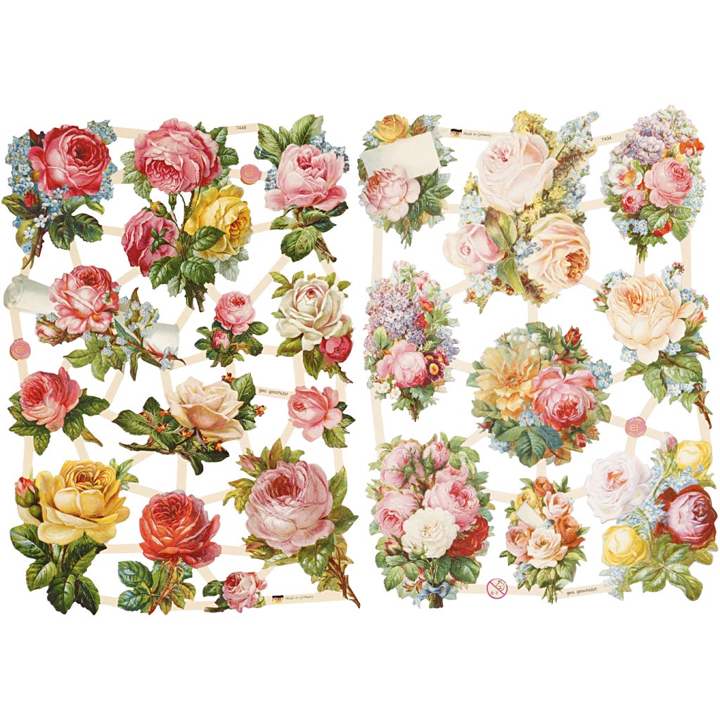 Vintage Die-Cuts, roses, sheet 16,5x23,5 cm, 2 sheet