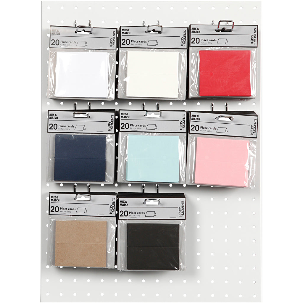 Table place cards, size 9x4 cm, 220 g, assorted colours, 8x10 pack