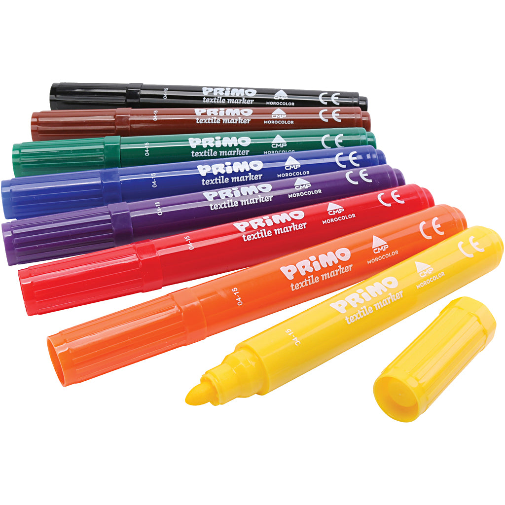 PRIMO Textile Markers, assorted colours, 8 pc