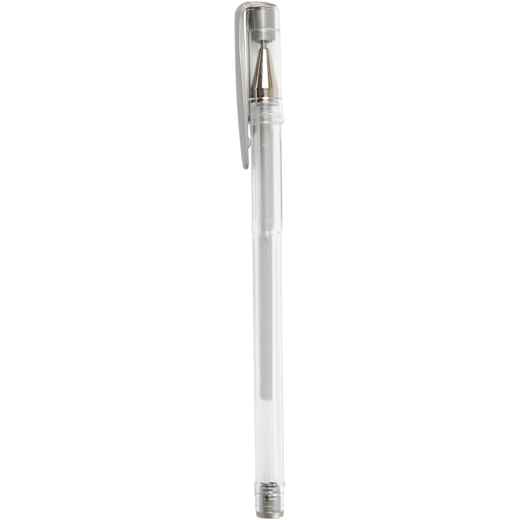 Gel Pens, line 0,8 mm, silver, 6 pc