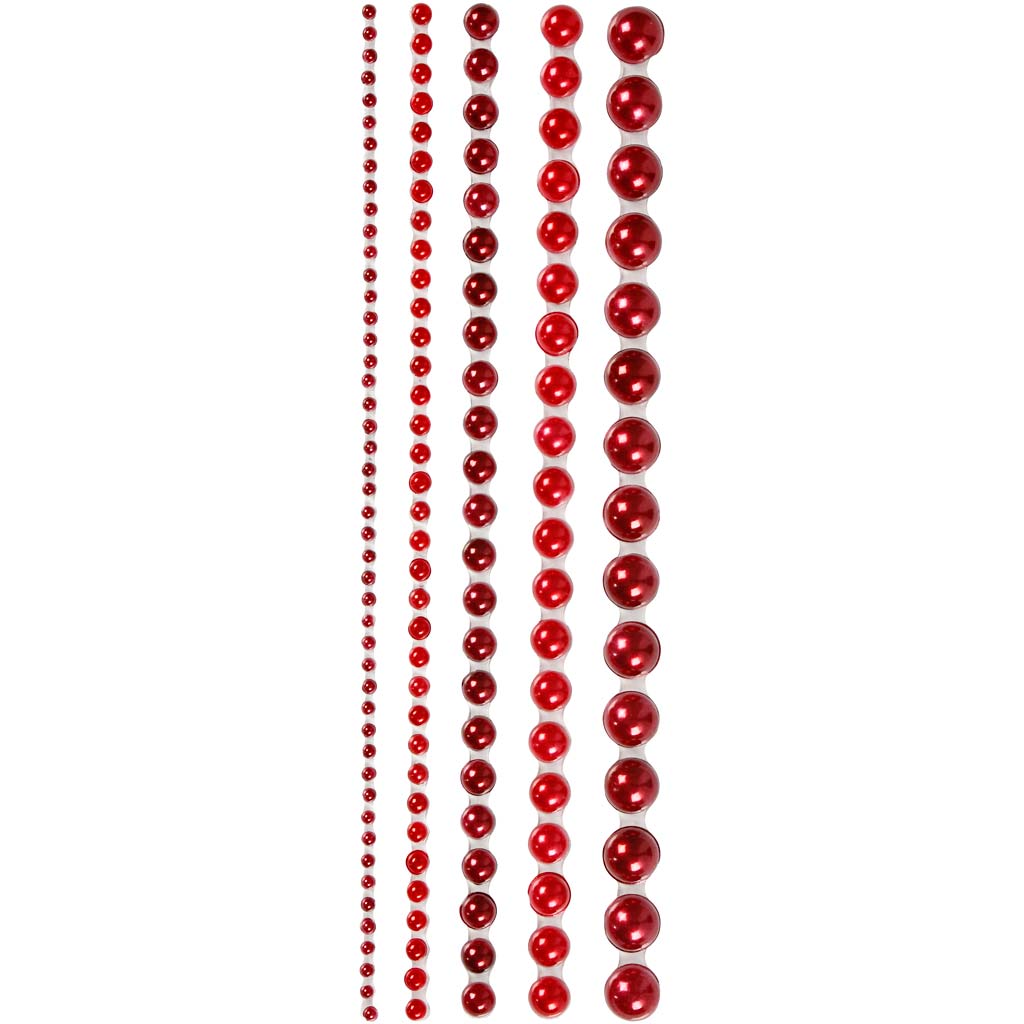 Half Pearls, size 2-8 mm, red, 140 pc