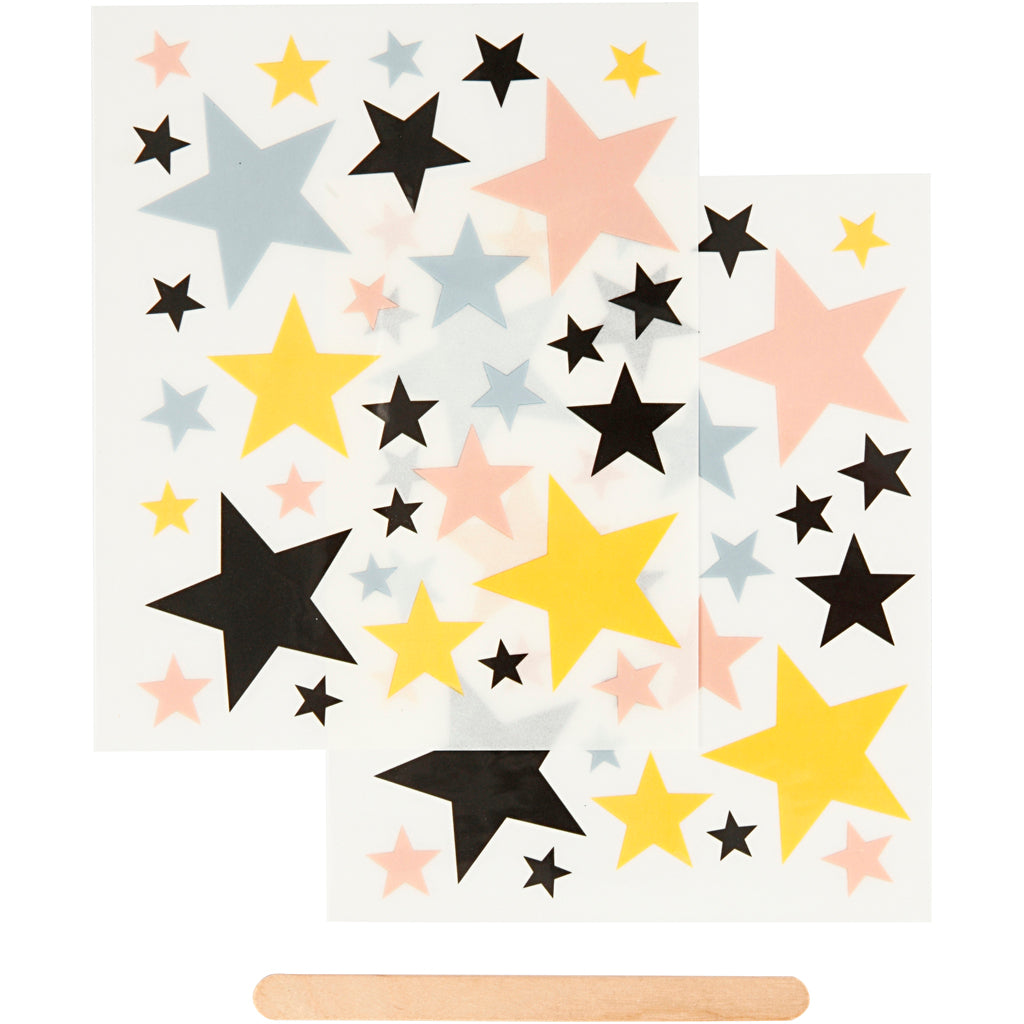 Rub-on Stickers, stars, sheet 12,2x15,3 cm, 1 pack