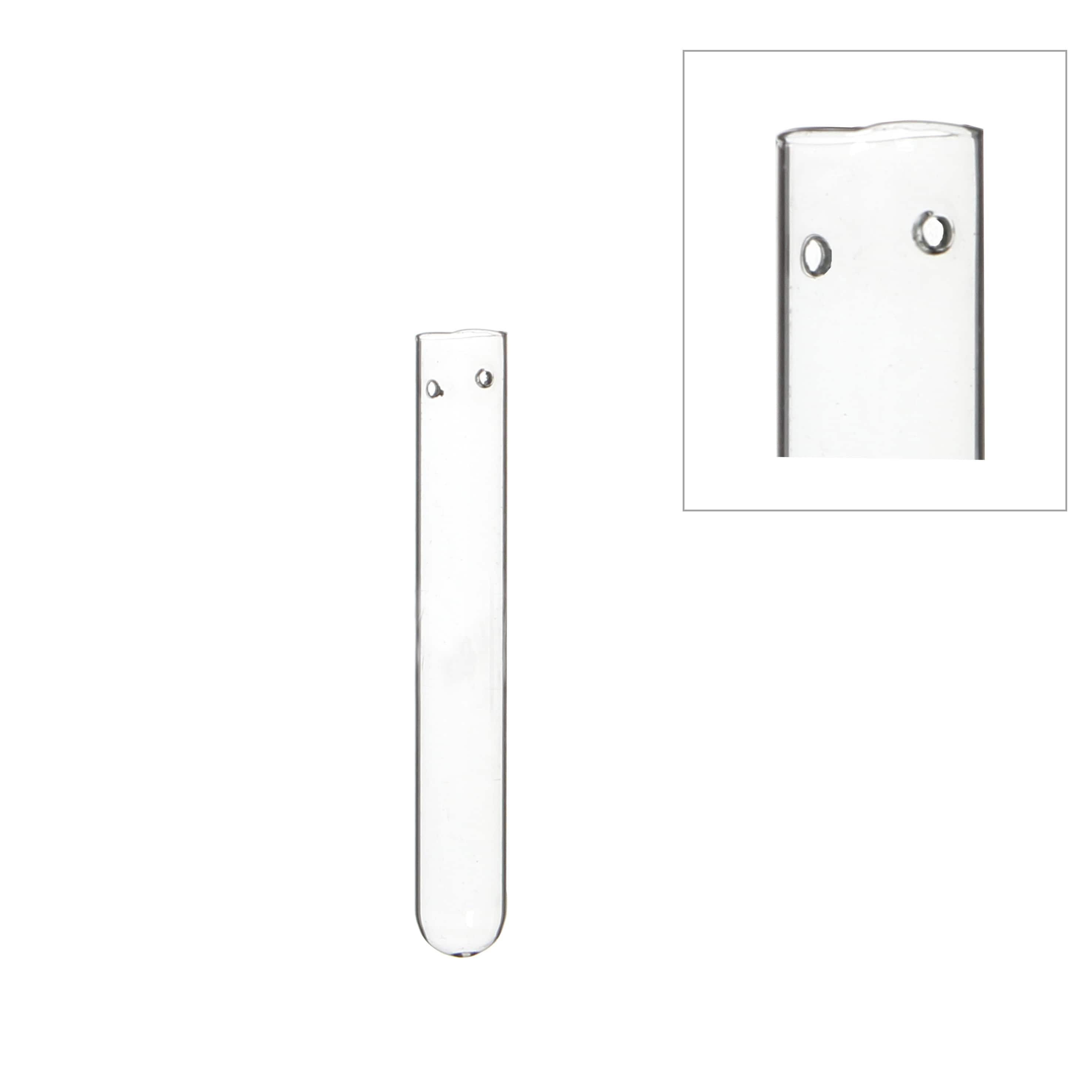 Glass Test tube 1.5cm diameter 15cm high, with 2 holes (set of 12 pcs)