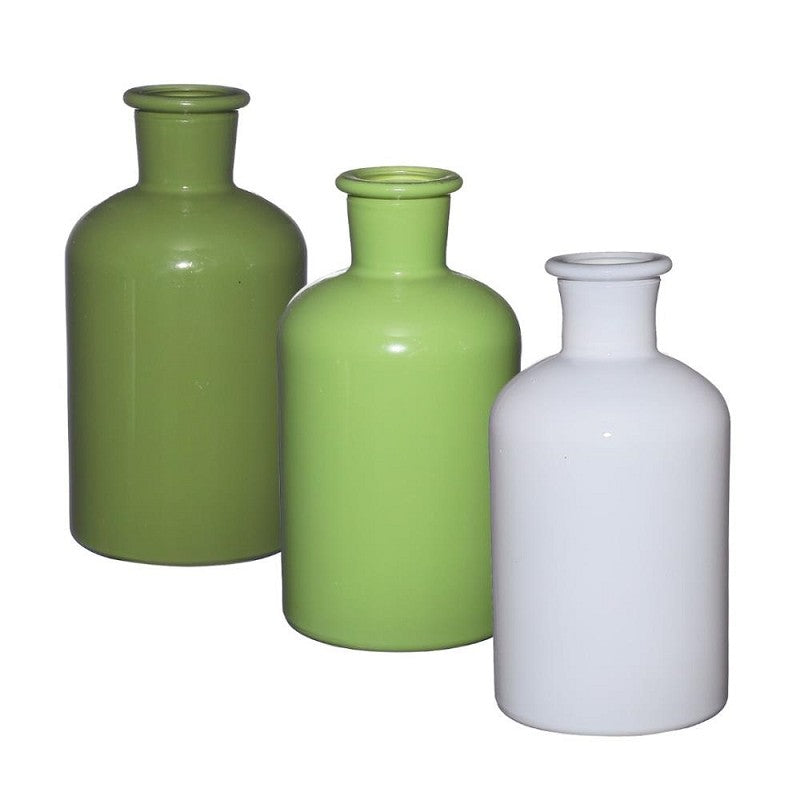 Glass Bottle Ø7 h: 12 cm Assorti Green (12 Pcs)