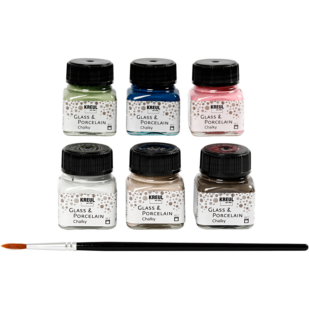 Glass & Porcelain Paint, assorted colours, 6x20 ml