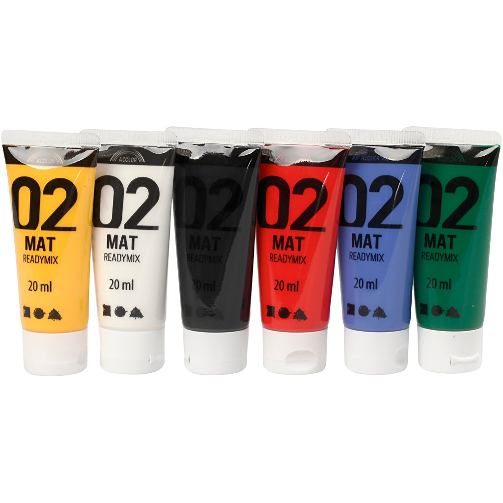 Acrylic Paint Matte, standard colours, 6x20 ml