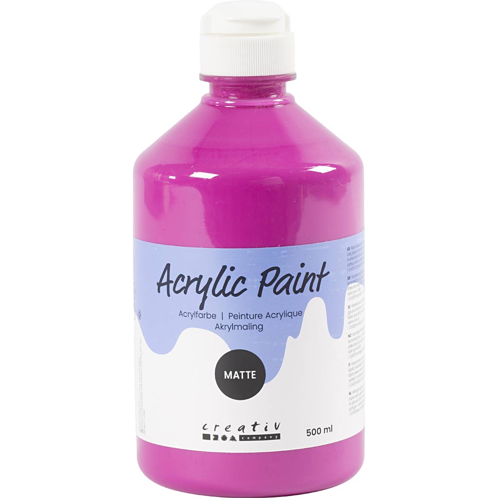 Acrylic Paint Matte, pink, 500 ml/ 1 bottle