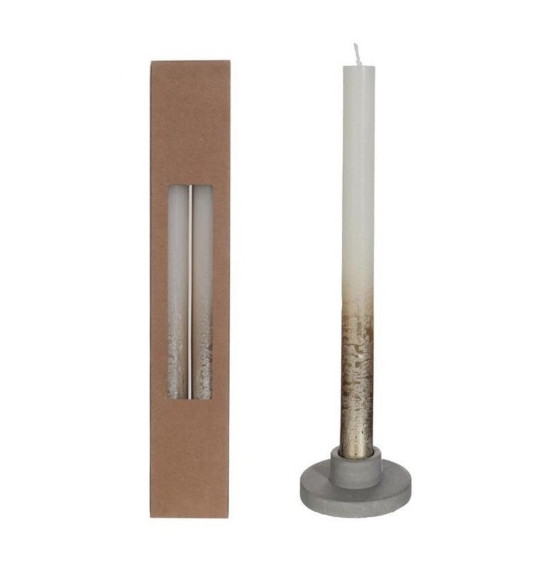 Dinner Candles Creme with Gold Spray Ø2.1/h. 25cm (1 set)
