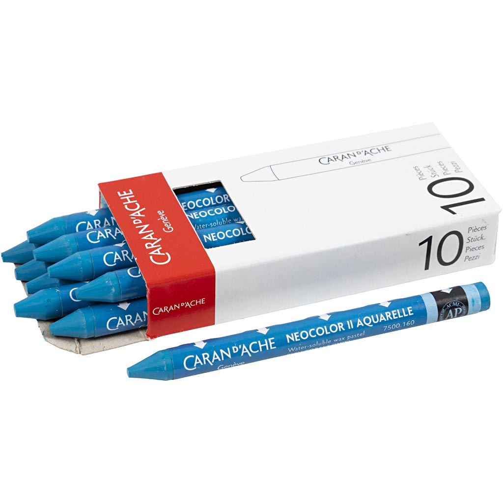 CARAN D’ACHE Neocolor II, L: 10 cm, thickness 8,5 mm, cobalt blue (160), 10 pc