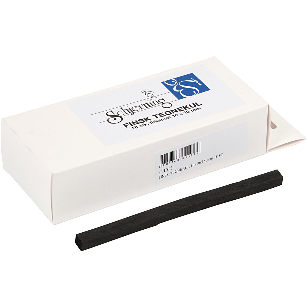 Charcoal Sticks, L: 15 cm, size 10x10 mm, 18 pc