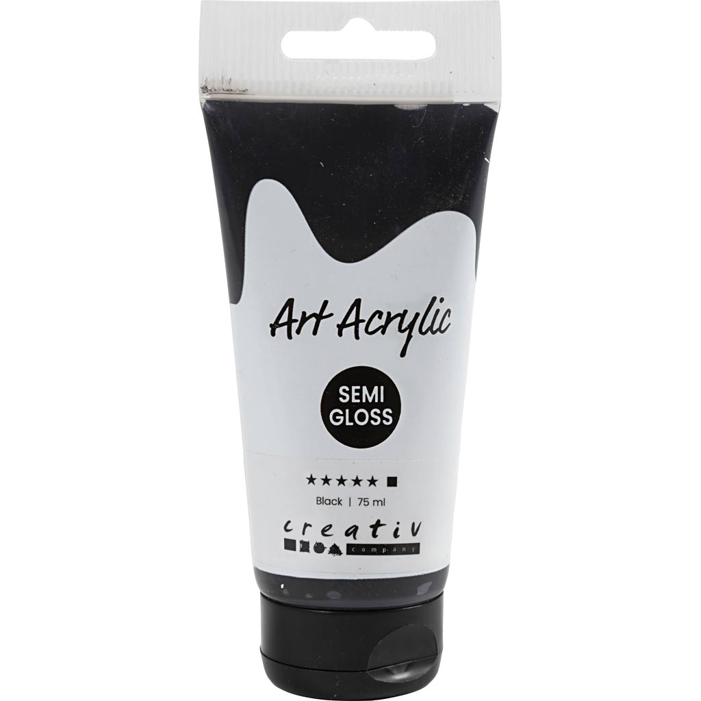 Art Acrylic, semi-glossy, opaque, black, 75 ml/ 1 bottle