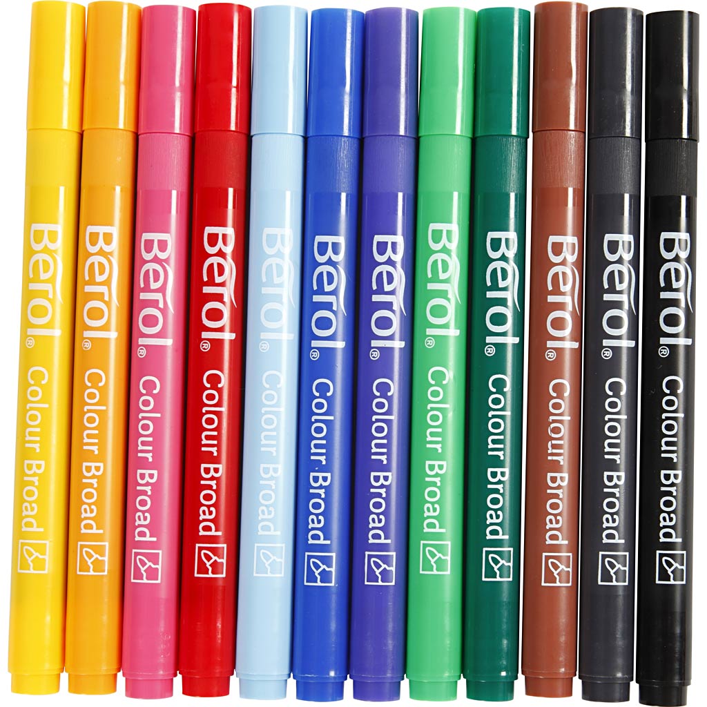 Berol Marker, dia. 10 mm, line 1-1,7 mm, assorted colours, 12 pc