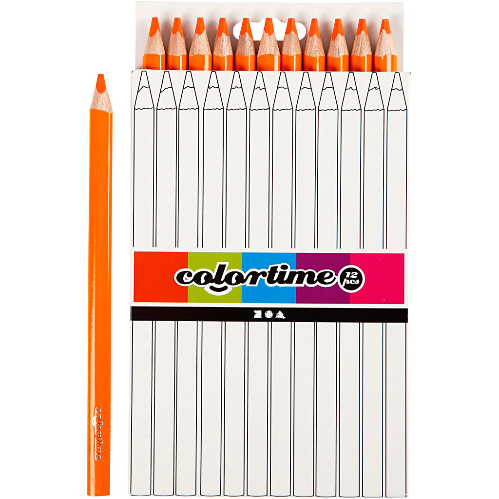 Colortime Colour Pencils, L: 17,45 cm, lead 5 mm, JUMBO, orange, 12 pc