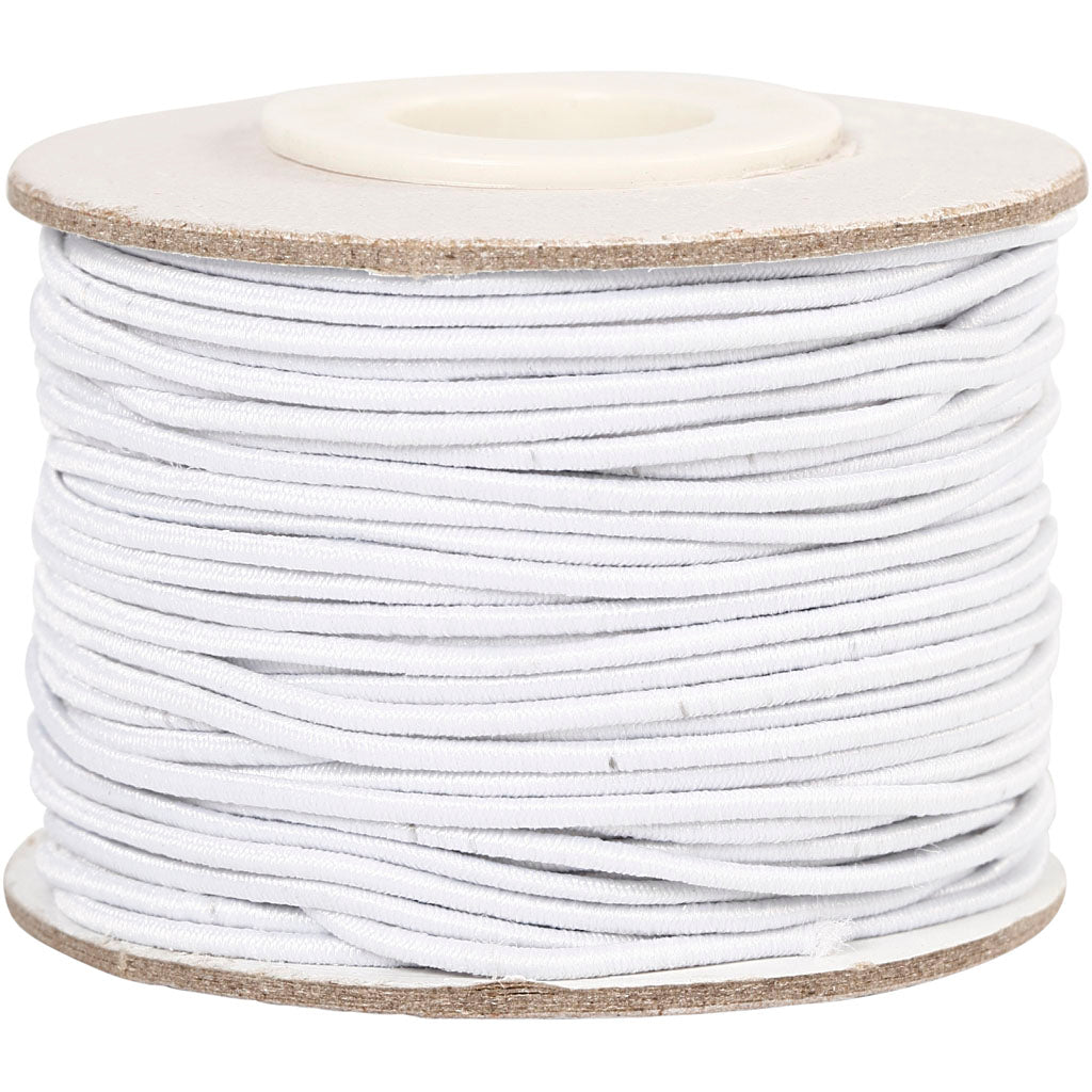 Elastic Cord, thickness 1 mm, white, 25 m/ 1 roll