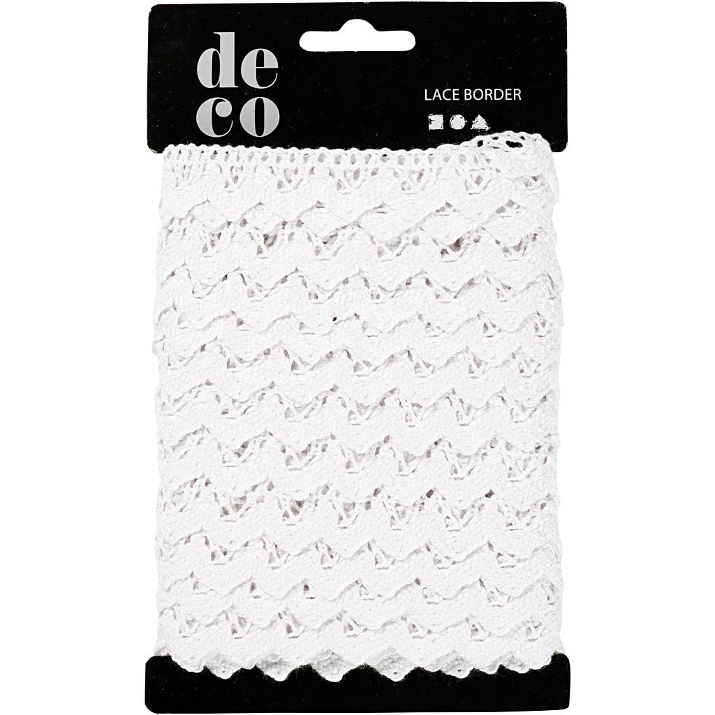 Crochet Lace Border , W: 19 mm, white, 10 m/ 1 roll