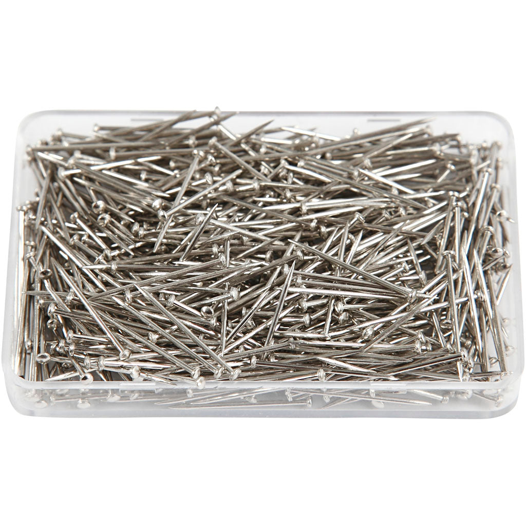 Straight Pins, L: 16 mm, thickness 0,65 mm, ca. 500 pc, silver, 35 g