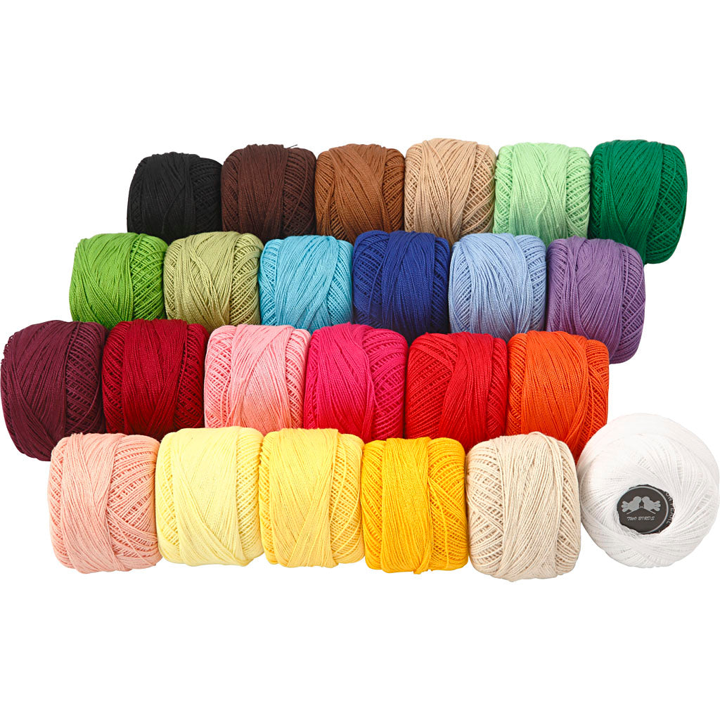 Mercerized Cotton Yarn, assorted colours, 24x20 g