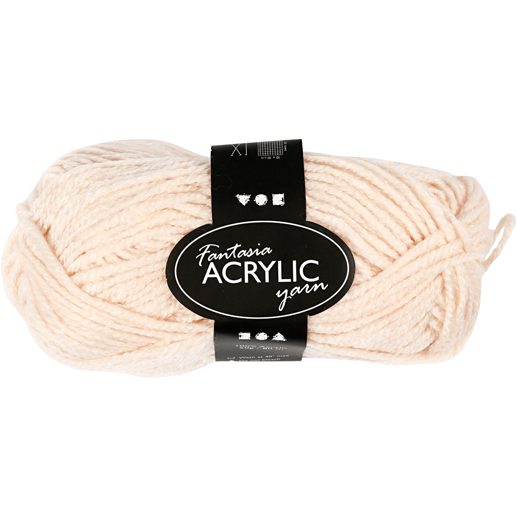 Fantasia Acrylic Yarn, L: 80 M, beige, 50 g/ 1 ball