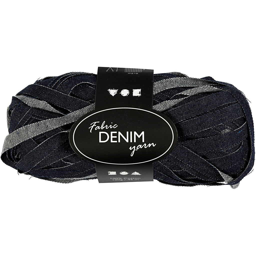 Denim Fabric Yarn, L: 45 M, blue, 100 g/ 1 ball