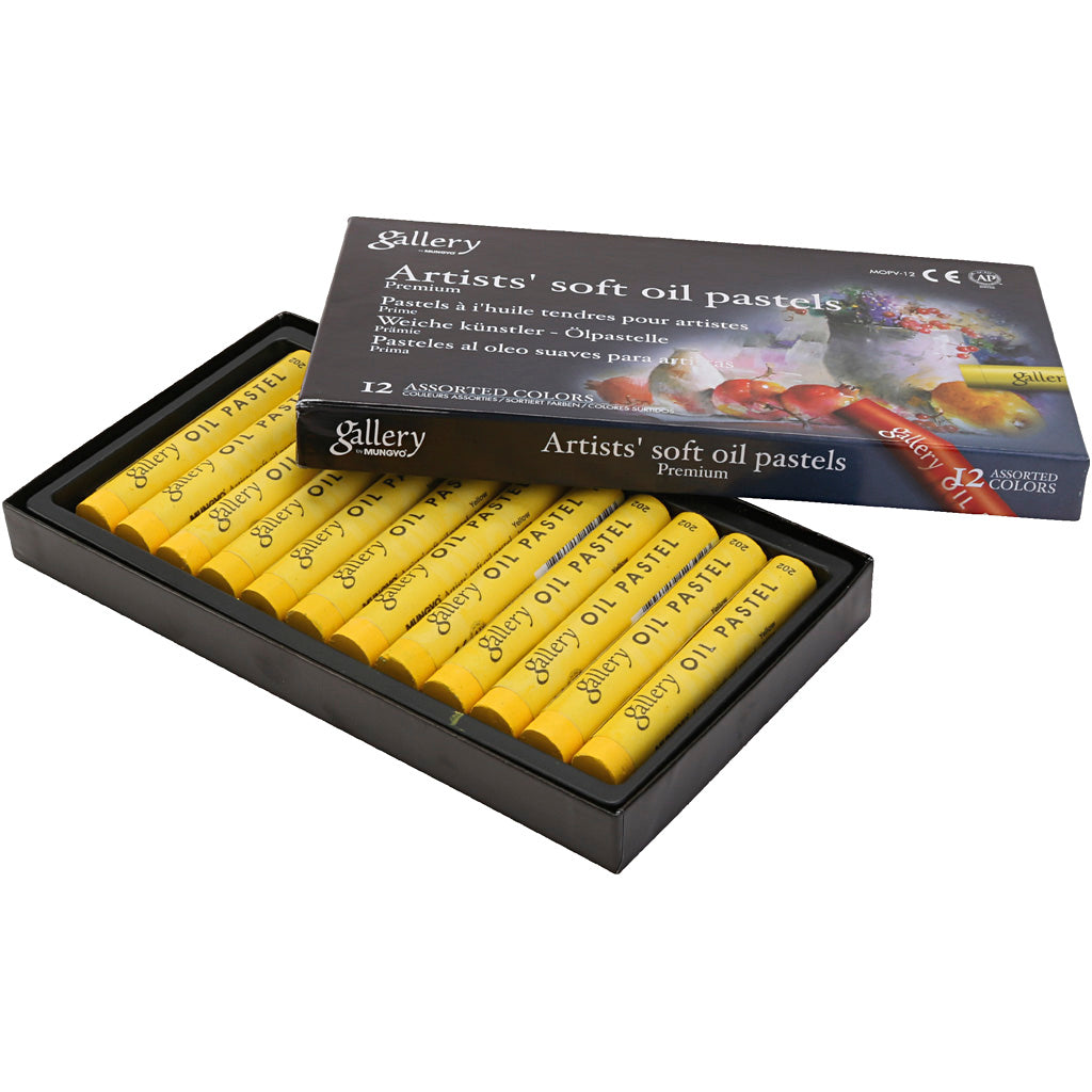 Gallery Oil Pastel, L: 7 cm, dia. 11 mm, thickness 11 mm, yellow, 12 pc