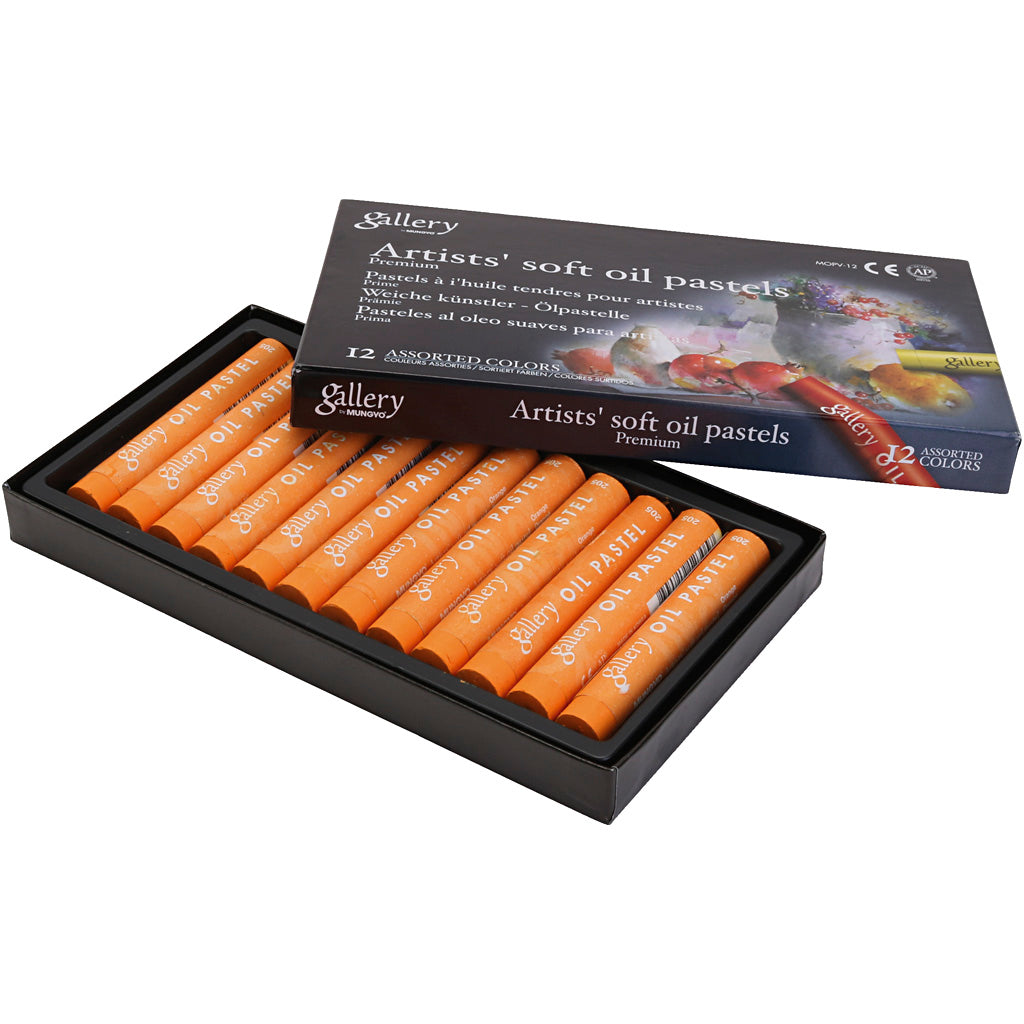 Gallery Oil Pastel, L: 7 cm, dia. 11 mm, thickness 11 mm, orange, 12 pc