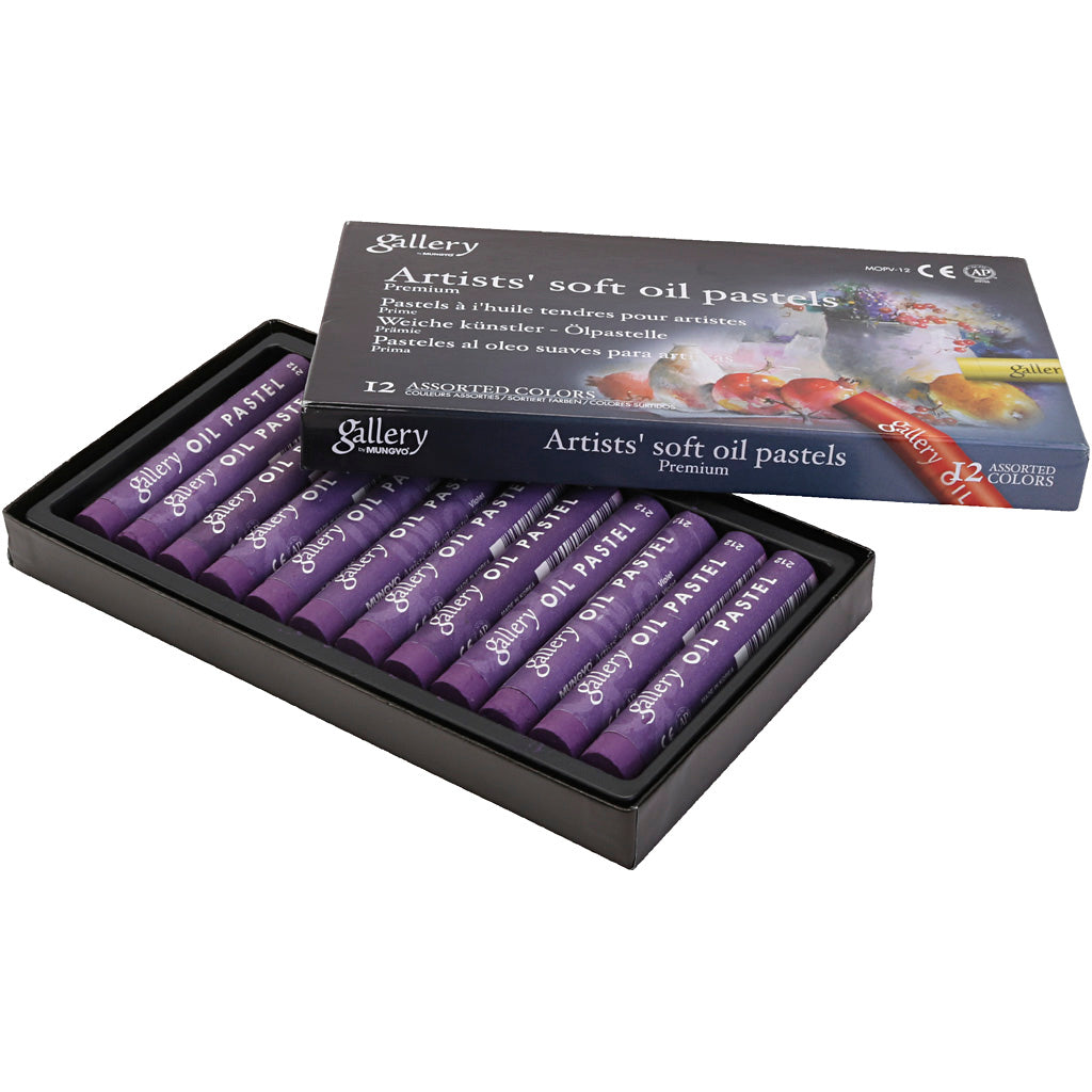 Gallery Oil Pastel, L: 7 cm, dia. 11 mm, thickness 11 mm, violet, 12 pc