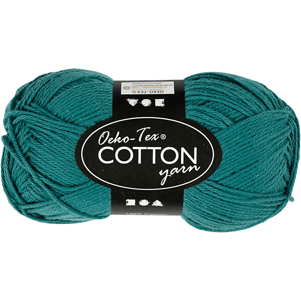 Cotton Yarn, no. 8/4, L: 170 M, needle 3-3,5, petrol, 50 g/ 1 ball