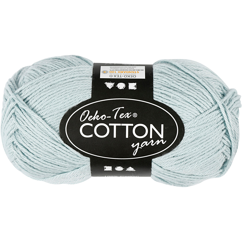 Cotton Yarn, no. 8/4, L: 170 M, needle 3-3,5, dusty blue, 50 g/ 1 ball