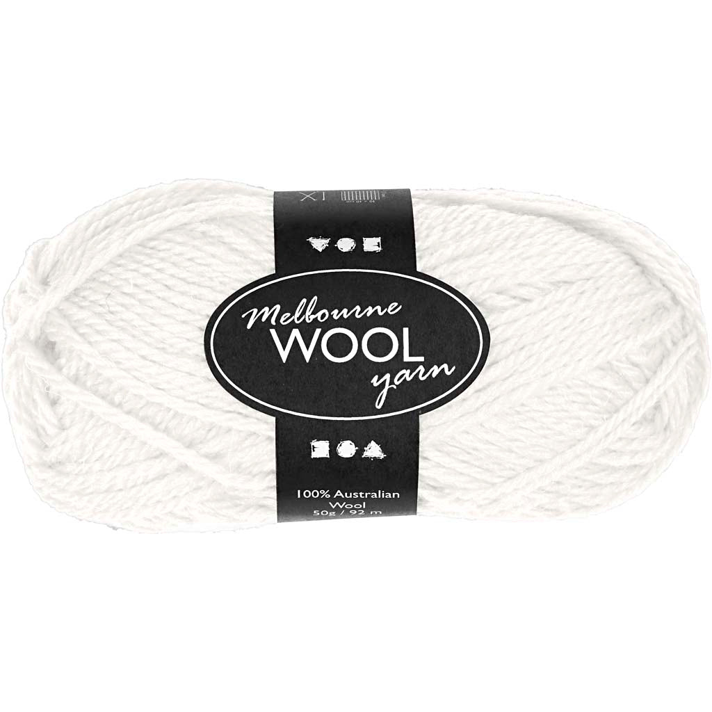 Melbourne Wool Yarn, L: 92 M, off-white, 50 g/ 1 ball