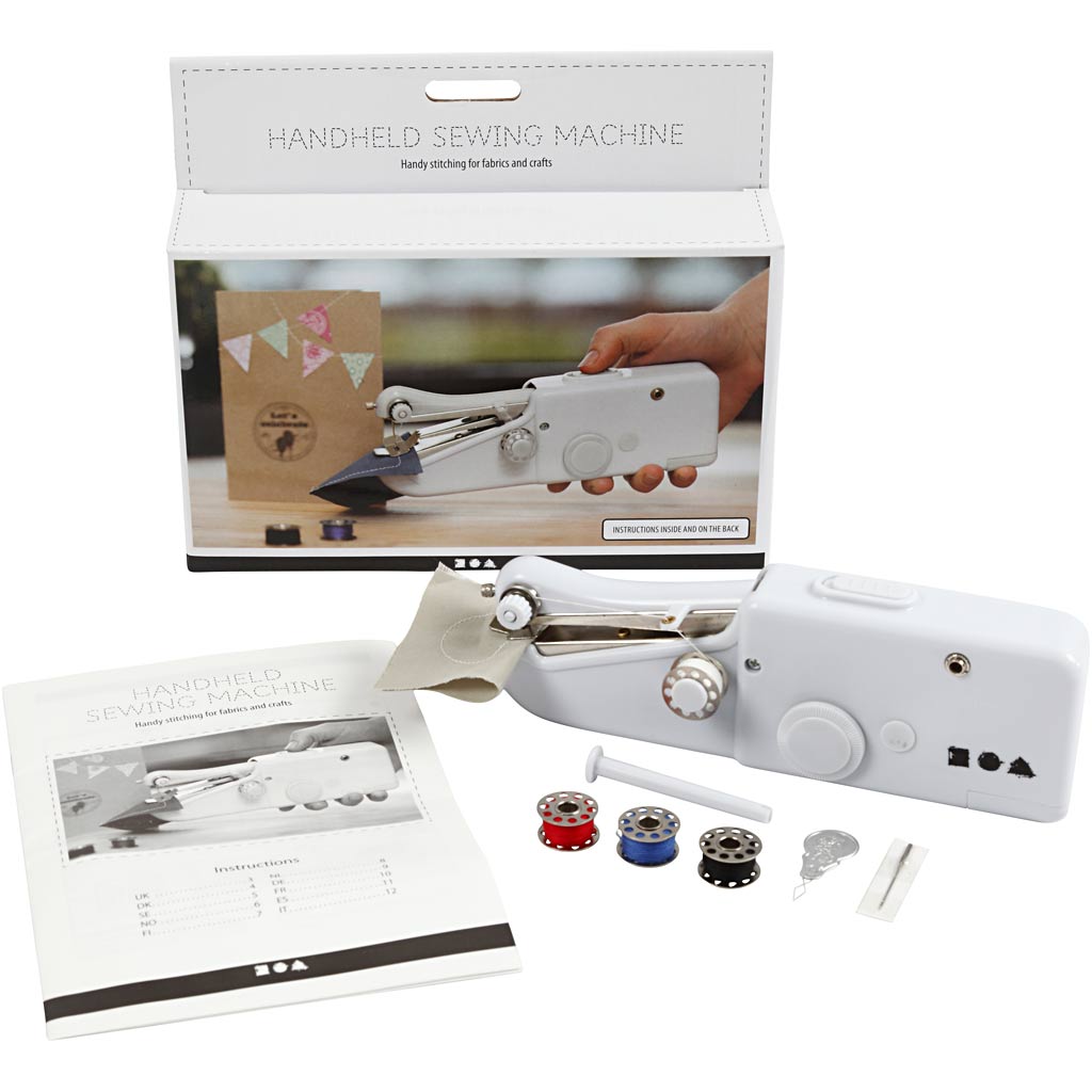 Handheld sewing machine, H: 6,7 cm, L: 20,5 cm, W: 3,5 cm, white