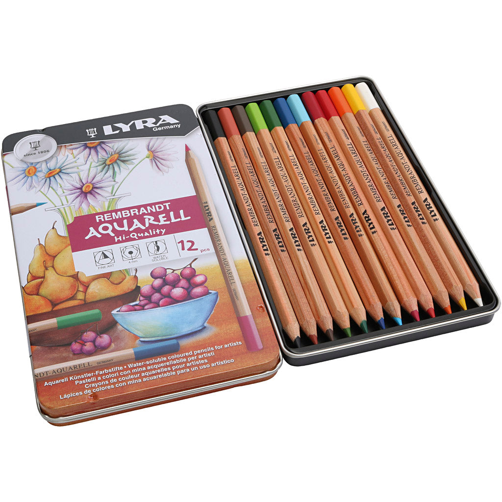 Lyra Rembrandt watercolour pencils, assorted colours, 12 pc