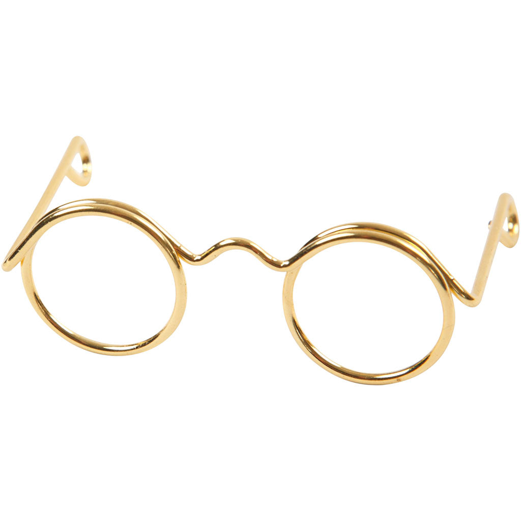 Novelty Glasses, W: 35 mm, hole size 13 mm, gold, 10 pc