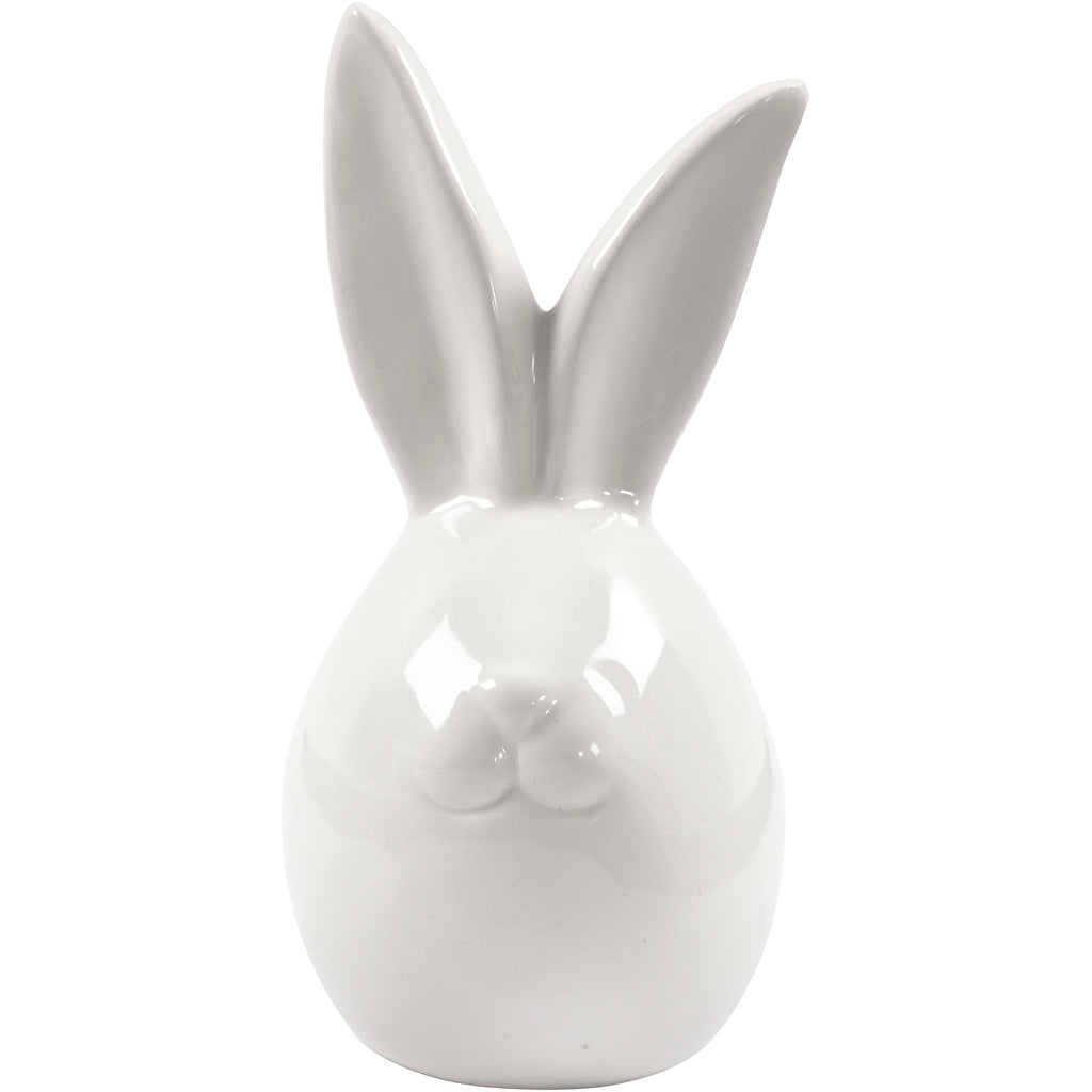 Rabbit, H: 11,4 cm, dia. 5,5 cm, white, 12 pc/ 1 box