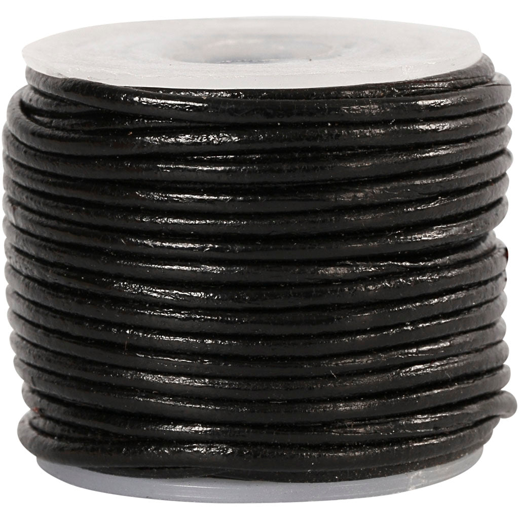 Leather Cord, thickness 1 mm, black, 10 m/ 1 roll