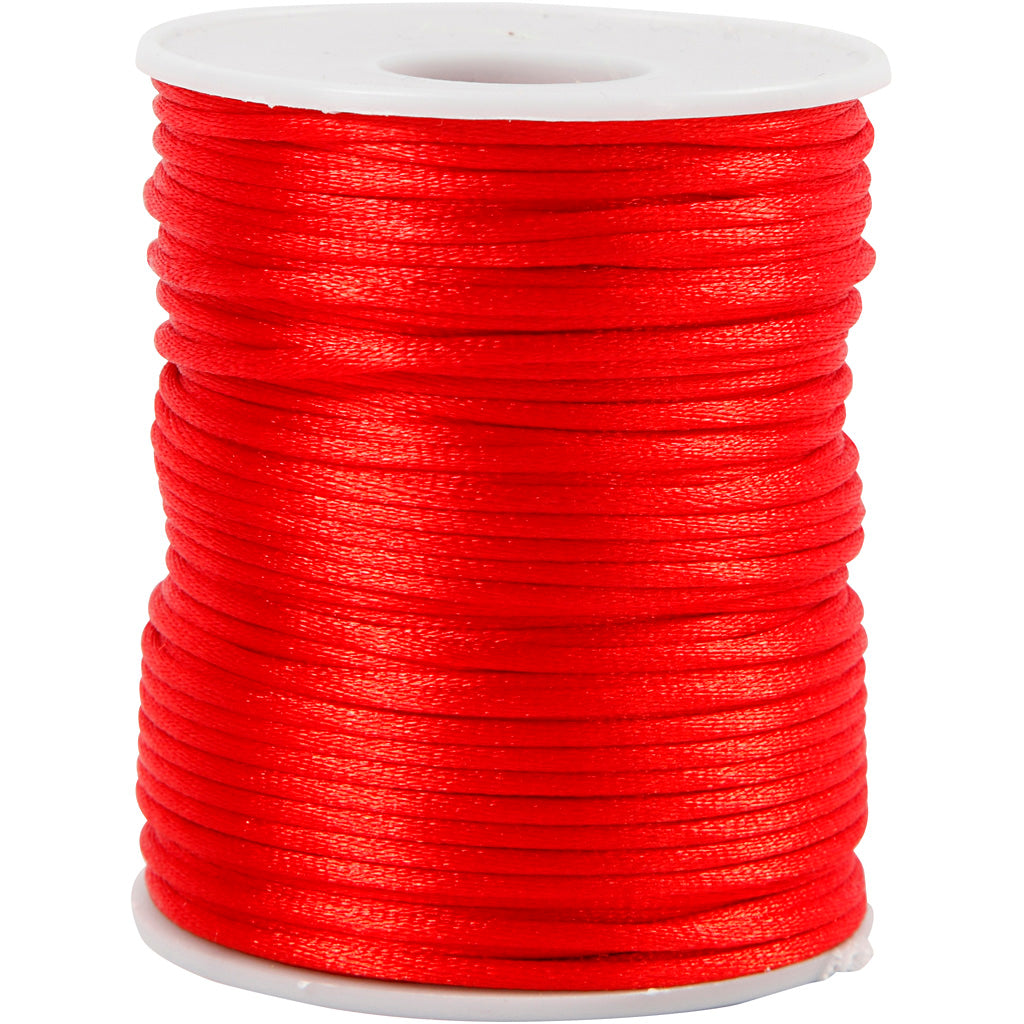Satin Cord, thickness 2 mm, red, 50 m/ 1 roll
