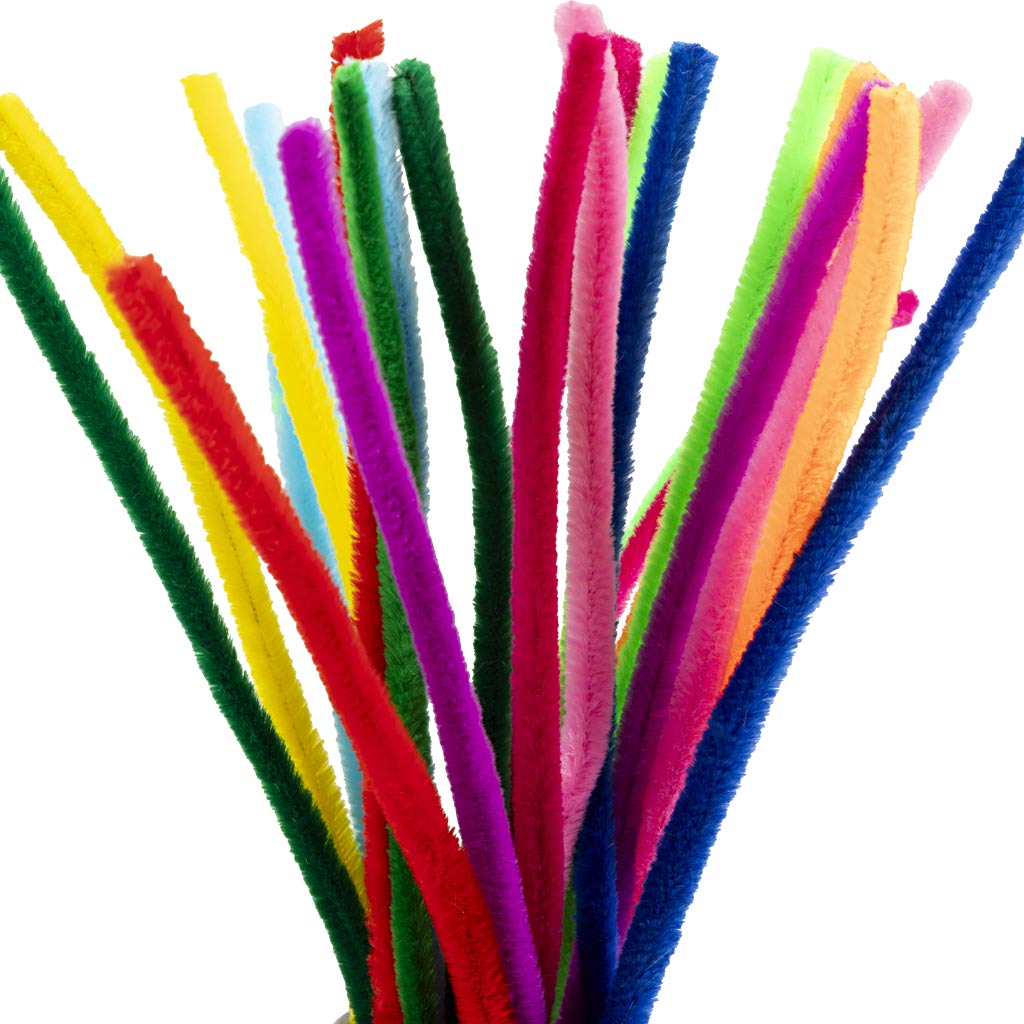 Chenille, L: 30 cm, thickness 9 mm, assorted colours, 25 asstd.