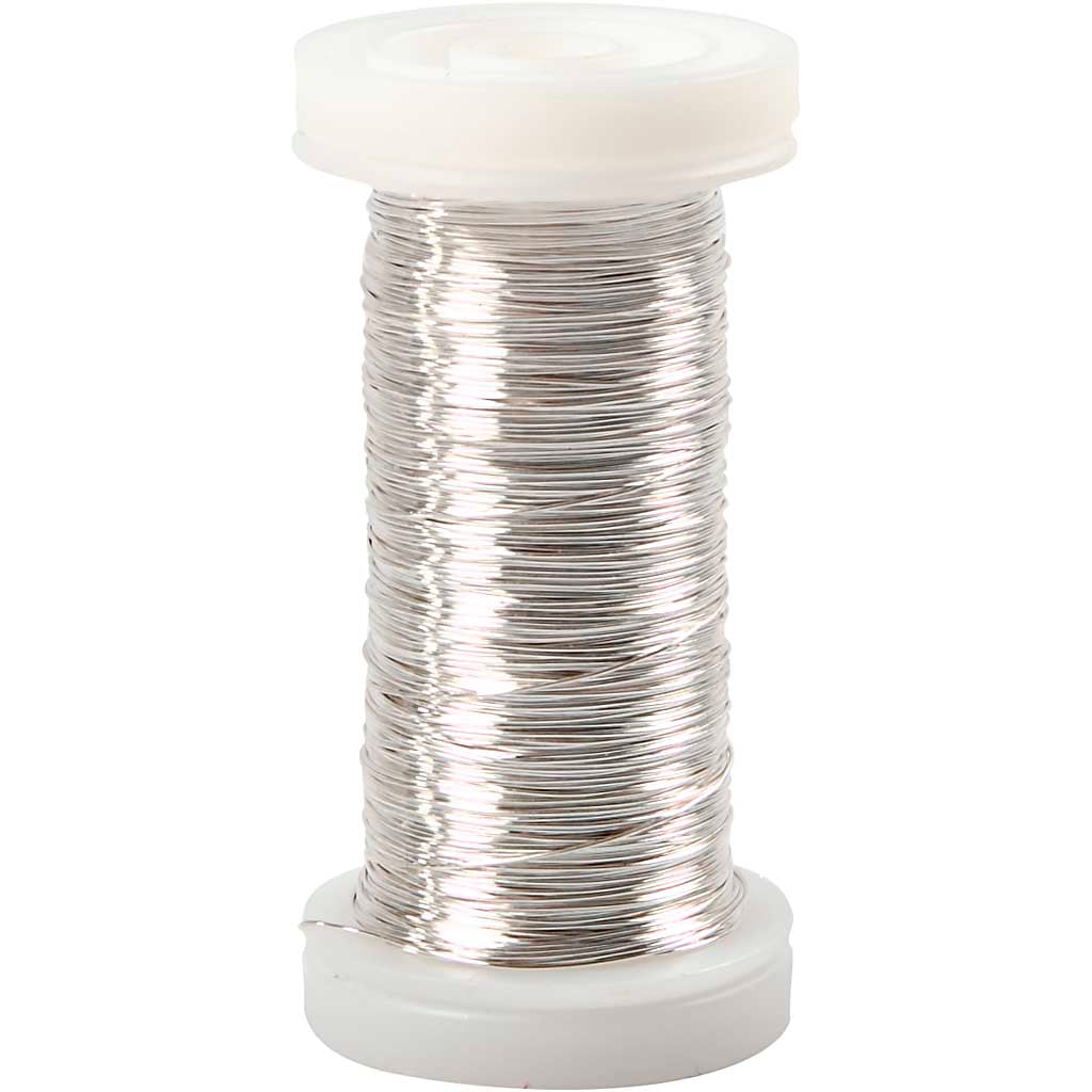 Silver-plated Wire, thickness 0,3 mm, silver-plated, 50 g, 100 m/ 1 roll