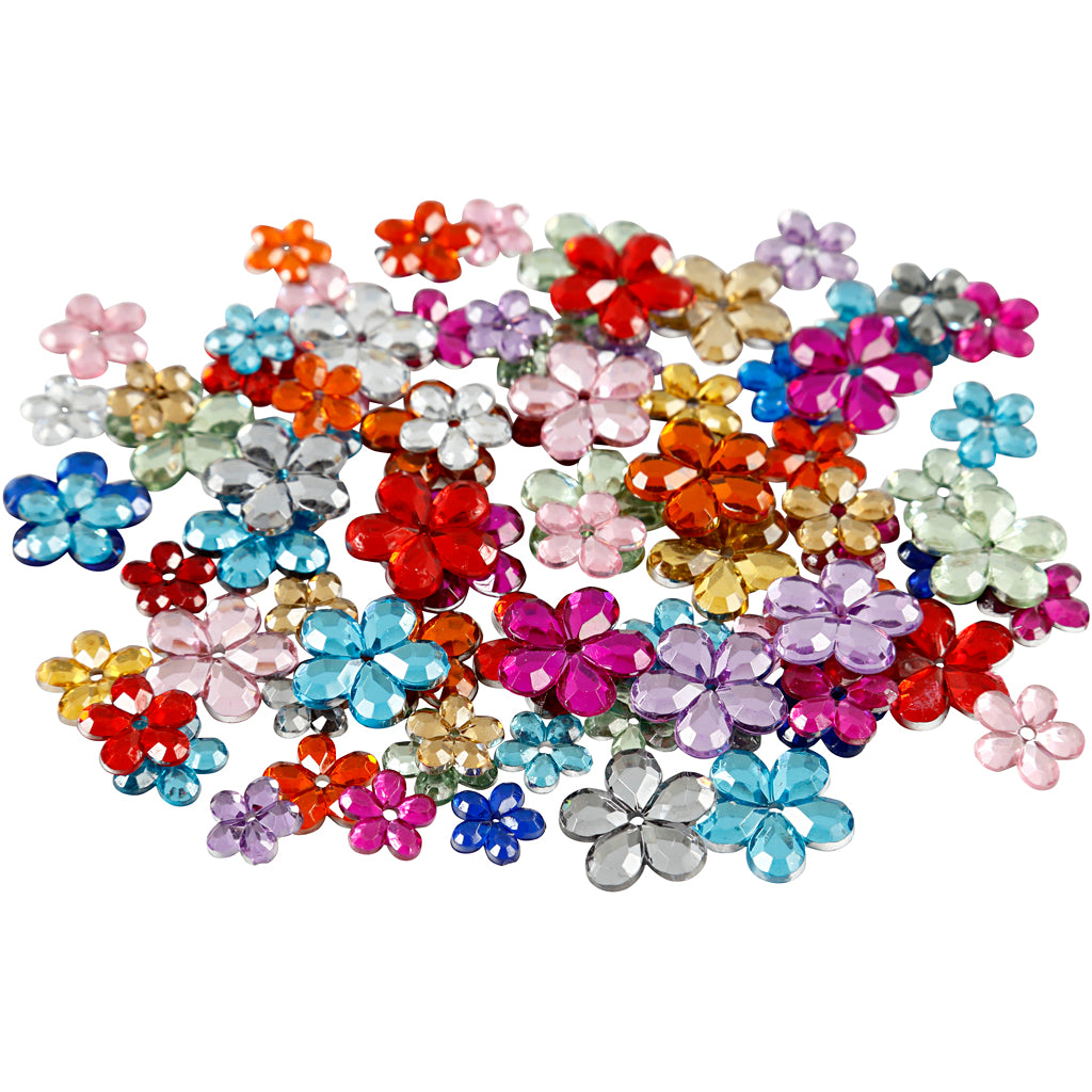 Rhinestones, dia. 6+10+12 mm, assorted colours, 252 pc