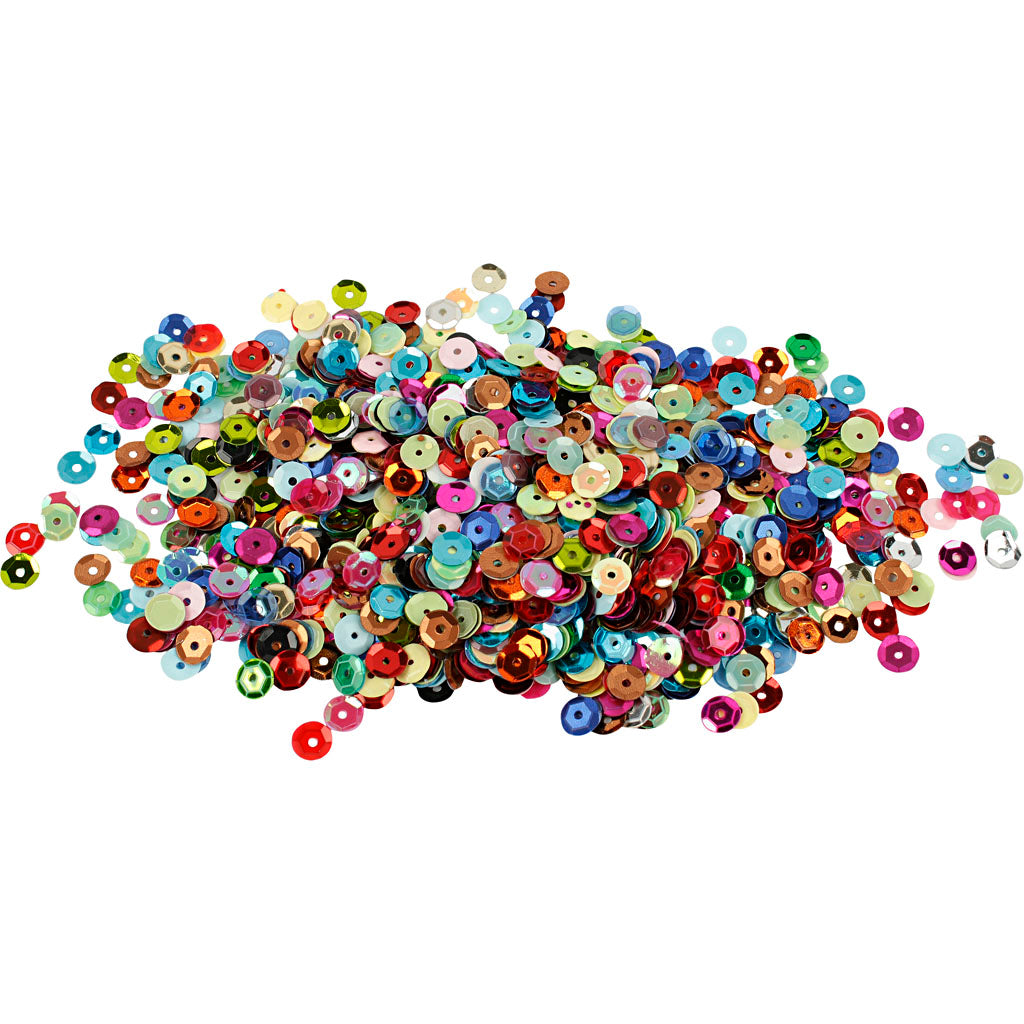 Sequins, round, size 6 mm, 10 g