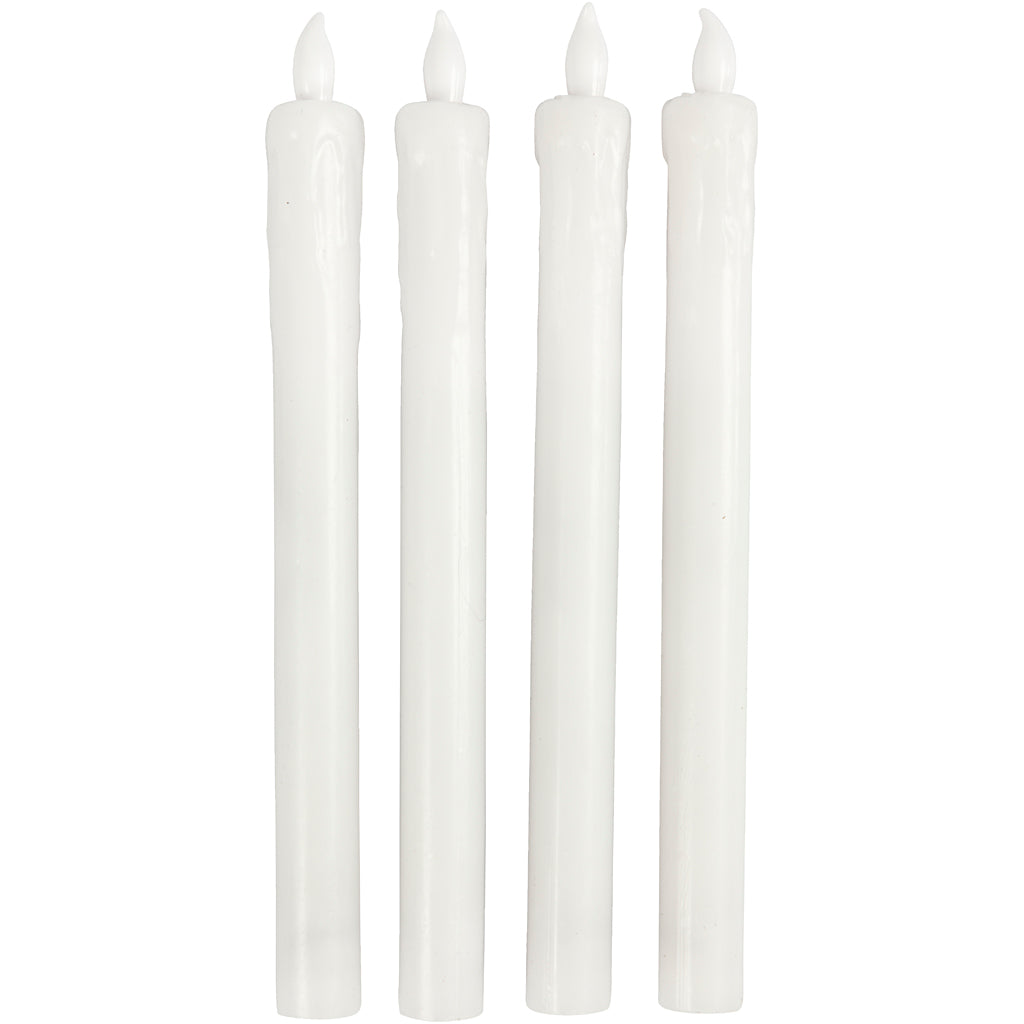 LED Candle, H: 24,5 cm, dia. 20 mm, 4 pc