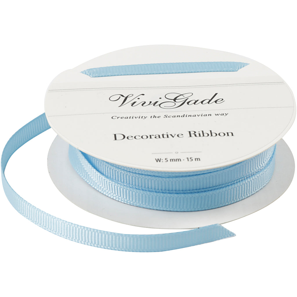 Decoration Ribbon, W: 6 mm, light blue, 15 m/ 1 roll