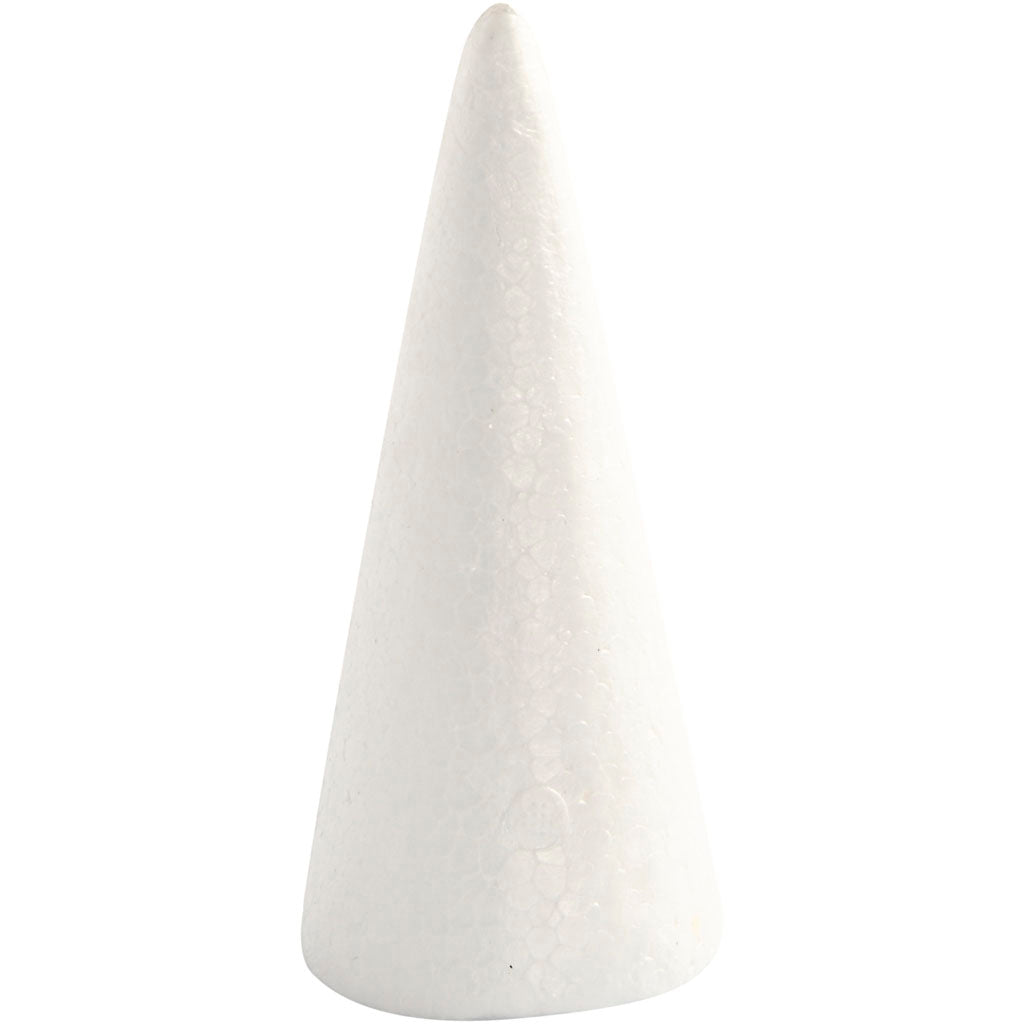 Cone, H: 14,5 cm, dia. 6 cm, white, 5 pc