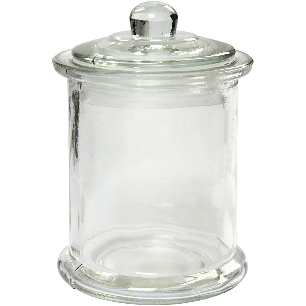 Jar with lid, H: 14,5 cm, dia. 8 cm, 10 pc