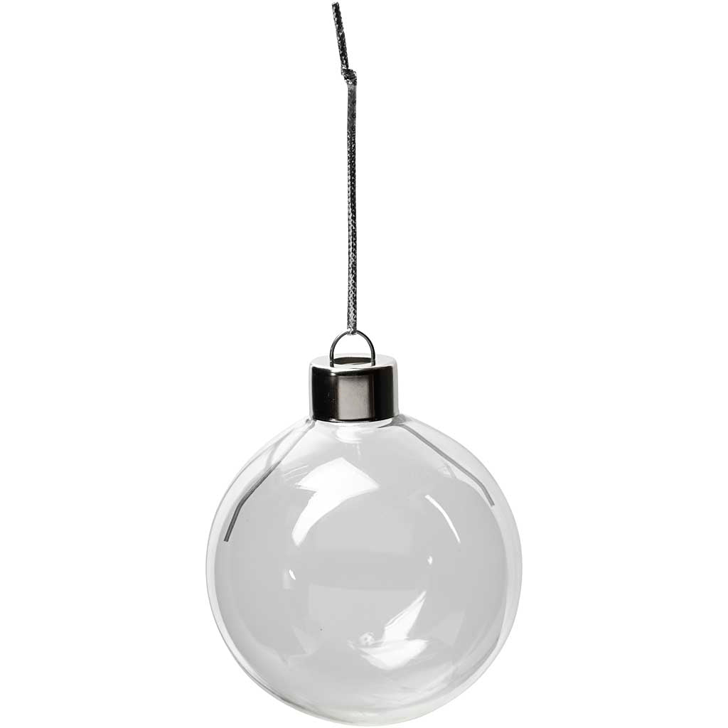 Glass Ornaments, H: 6,9 cm, dia. 5,9 cm, transparent, 8 pc